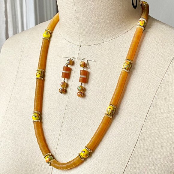 Japanese Lamp-work Bead and French Sequin Necklace & Earrings Set - Picture 9 of 9